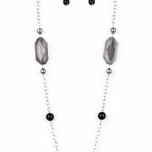 Beautiful Crystal Charm - Black Necklace with Matching Earrings